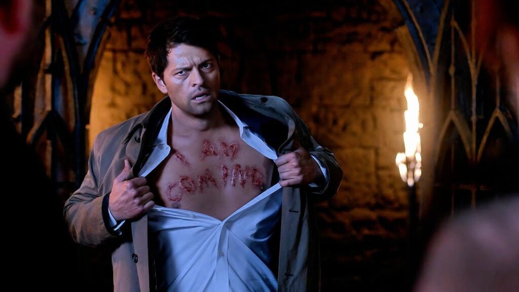Supernatural S11P4: Castiel Returns with Amara’s Bloody Message Carved on His Chest