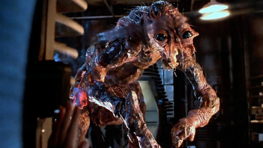 A scientist fuses with a fly in teleportation and slowly mutates into a horrifying monster